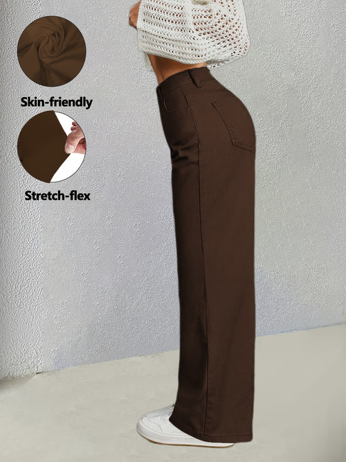 Women's Coffee Brown Denim High-Waist Jeans - product view 1