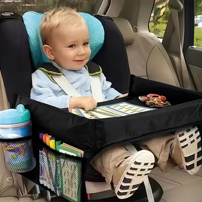 1pc Foldable And Expandable Polyester Youngsters Car Seat Travel Tray with Multiple Storage Pockets - Lightweight, Wall-Mountable Design for Airplane, Car And Home Use, Car Storage Tray | Versatile Travel Accessory | Sturdy Constructio