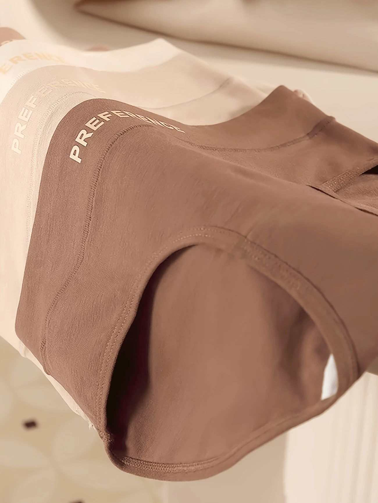2026 Women's Pure Cotton Underwear Soft Stretch Underwear Simple Solid Color Underwear (beige/beige/brown) Breathable And Comfortable Daily Wear 4pcs Game Day Fan Gear for All Football Fans