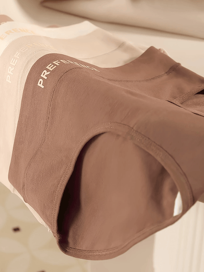 2026 Women's Pure Cotton Underwear Soft Stretch Underwear Simple Solid Color Underwear (beige/beige/brown) Breathable And Comfortable Daily Wear 4pcs Game Day Fan Gear for All Football Fans