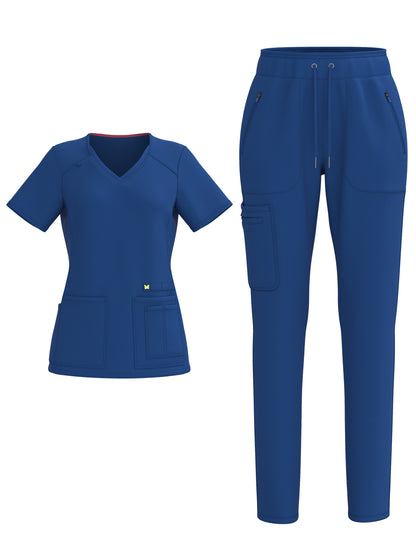 PandaFlex 4 Way Stretch Women Scrub Set Modern Fit V-Neck Top & Multi Pocket Pants 3371