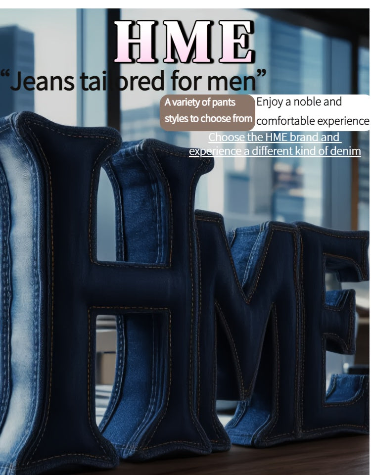 [HME] Men's Slim-fitting Straight-leg Jeans with A Patchwork Embroidery And Random Stitching Design, Fashionable And Versatile, Street Retro Style, Elastic Denim with Cotton Fabric, Heavy Washed And Nostalgic Snowflake Denim, Classic And Retro