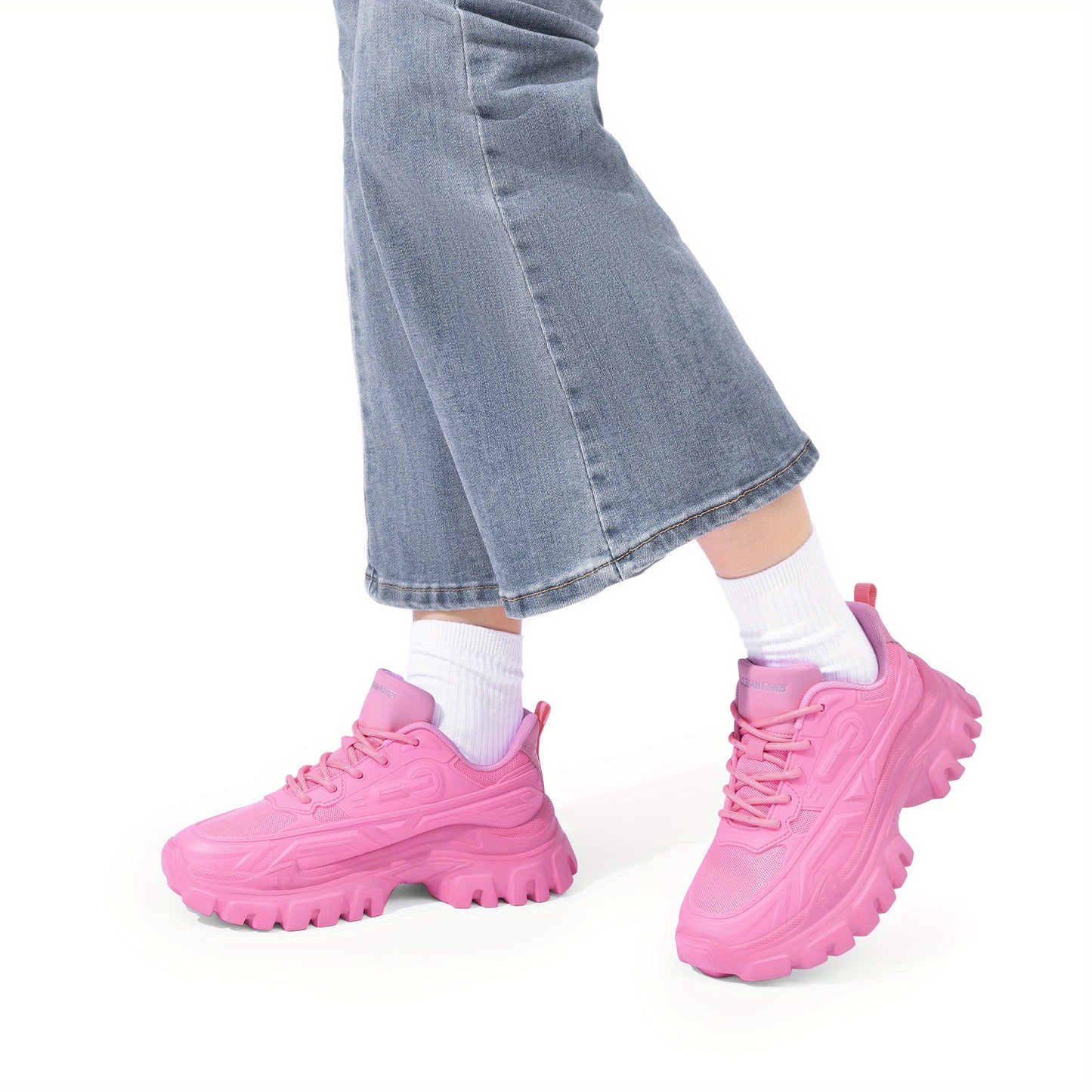 Stylish Chunky Sneakers for Ladies, Featuring Bold Platform Design And Comfortable Lace-Up Style., Women Shoes