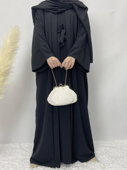 Muslim Lady 2pcs Abaya Set Eid Abaya Inner+open Abaya With Pocket