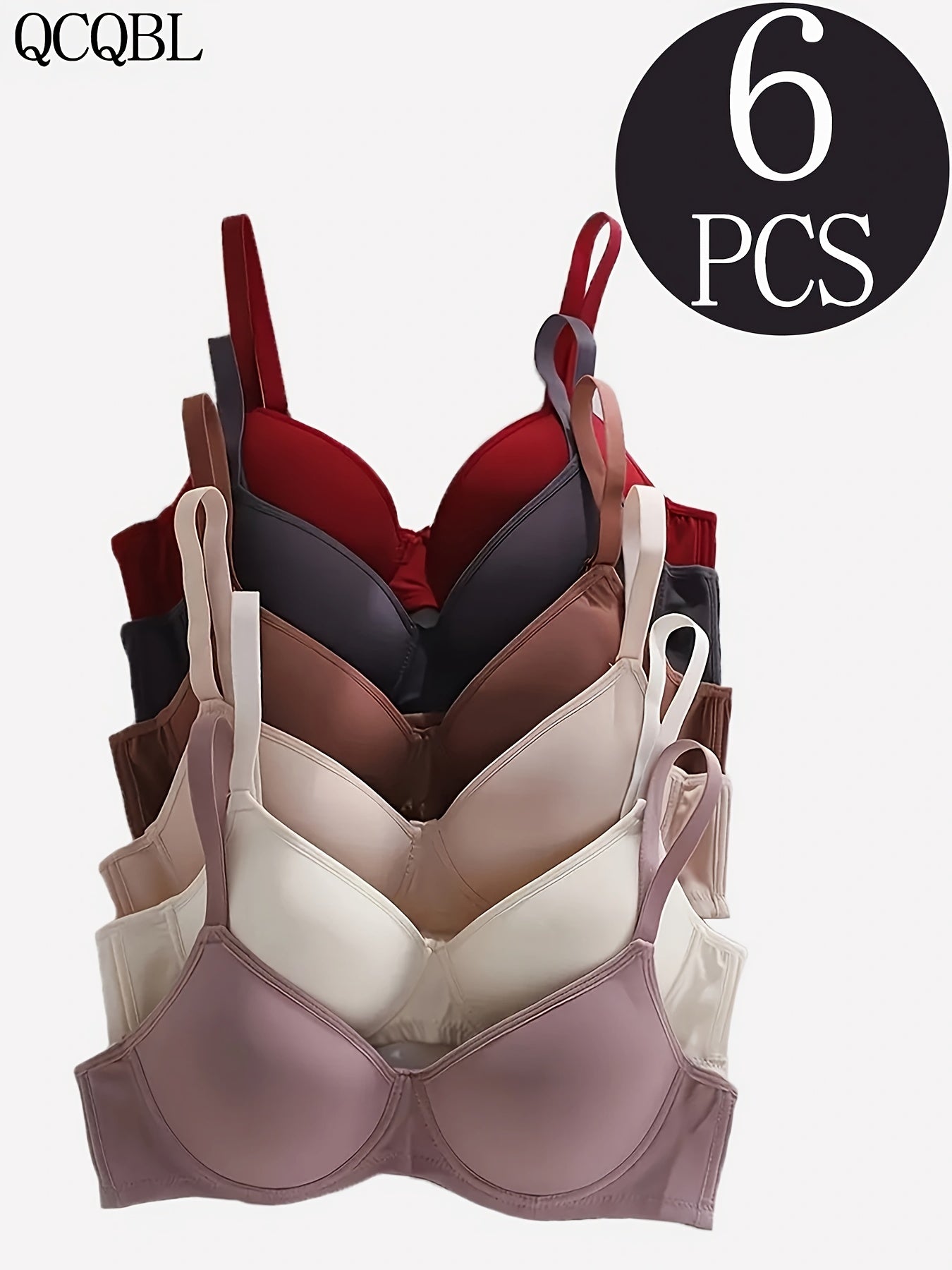 6-Pack Ultra-Soft Seamless Push-Up Bras - Comfortable Everyday Support, Elegant Style, Breathable Cups, Versatile Value Set for Women of All Shapes And Sizes - Perfect for Daily Wear, Lounging, And Layering Under Favorite Tops