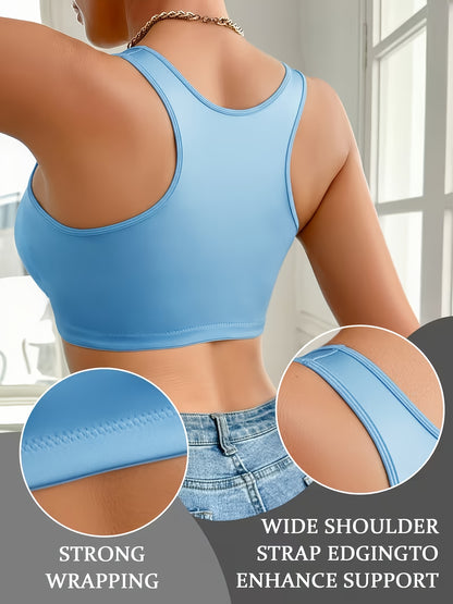 1pc High-quality Satin Fabric Women'S Bra | Wireless, Front Buckle Design, Strong Support, Comfortable Gather, Suitable for Daily and Formal Wear, Non-removable Padding