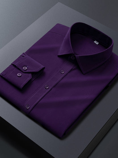 Men'S Long-Sleeve Shirt Made Of, Stretchy And Suitable for Business Attire, Wrinkle-Free Suit Shirt, Casual Short-Sleeve White Work Uniform