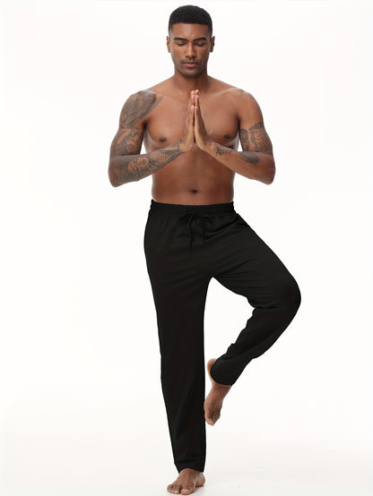 EXARUS Men'S Yoga Sweatpants Set - 2pcs, Athletic Lounge Pants with Open Bottom Straight Leg And Pockets