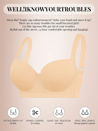 Seamless Large Size Push-up Bra for Women with Wide Shoulder Straps, Comfortable And Simple Bra