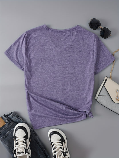 Women's V-Neck Short Sleeve T-Shirt Colorful Butterfly& "Whisper Words Of Wisdom" Print Casual Tee