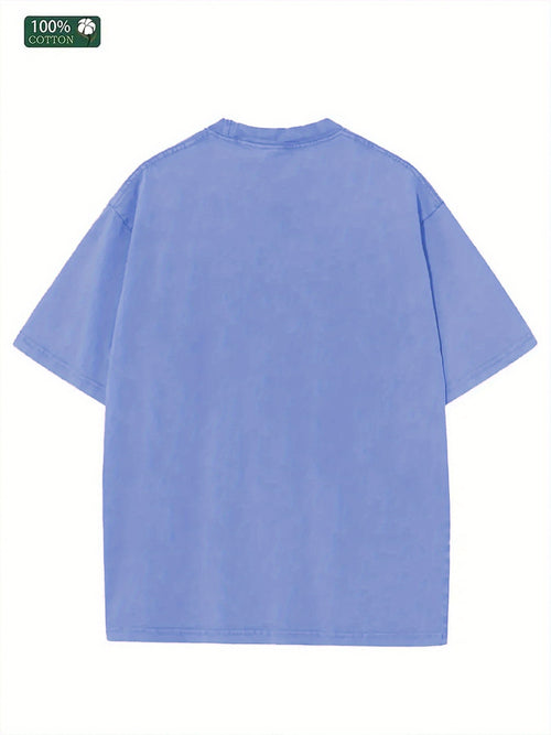 Color Letter Printed Joyful Face Pattern GOD IS GOOD ALL THE TIME Short-sleeved T-shirt Men's and Women's Loose Casual Trendy Tops, Old Washed Cotton Double-sided Casual Tops, Suitable for Holidays, Going Out, Home, Outdoor, Gift Giving and Other