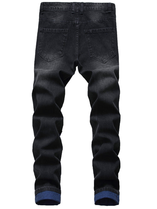 Black Slim-Fit Jeans for Men with Rips And Blue Distressed Pants