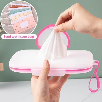Heart-Lid Portable Baby Wipe Dispenser - Handled Compact Plastic Case