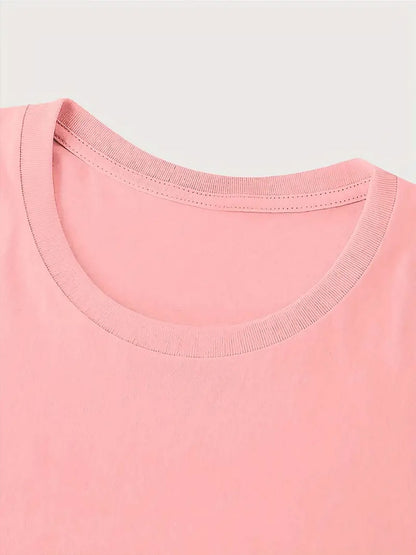 Women's Retro Breathable Crew Neck Short Sleeve T-Shirt - Minimalist Casual & Elegant Blouse-Compatible Top Suitable for Holidays, Parties, Spring/Summer Wear with Animal, Letter & Cartoon Prints, Machine Washable Versatile Basic Tee