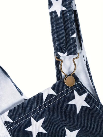 American Independence Day Flag Jumpsuit Bib Shorts, Independence Day Bandana, Perfect for Independence Day Celebrations