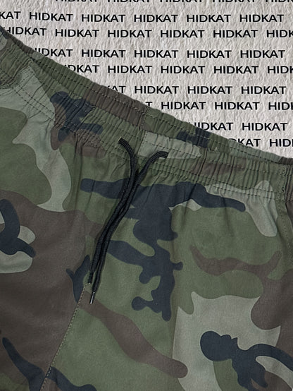 Women's Camo Cargo Pants Summer Lightweight Breathable Outdoor Casual Long Pants with Adjustable Elastic Waistband