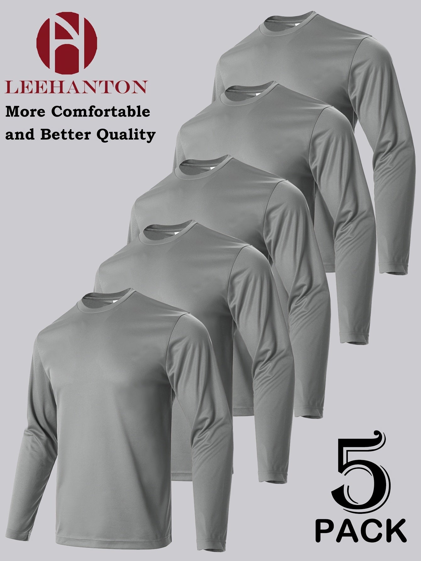 5pcs Men's Casual Sports T-shirt, Breathable And Quick Drying, Suitable for Work Clothes, Fishing Clothes, Construction Site Clothes, Team Building Clothes