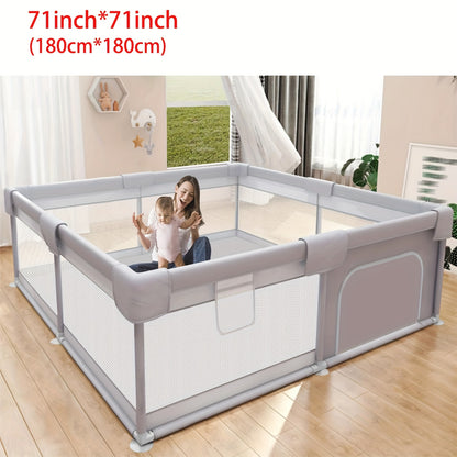 Baby Playpens In Multiple Sizes 71"*71", 71"*47", 47"*47" Large Play Pen For Babies And Toddlers With Soft Breathable Mesh, Climb-Proof Anti-Fall Baby Playpen, Sturdy Safety Play Yard For Indoor Outdoor Fun, Grey/Beige