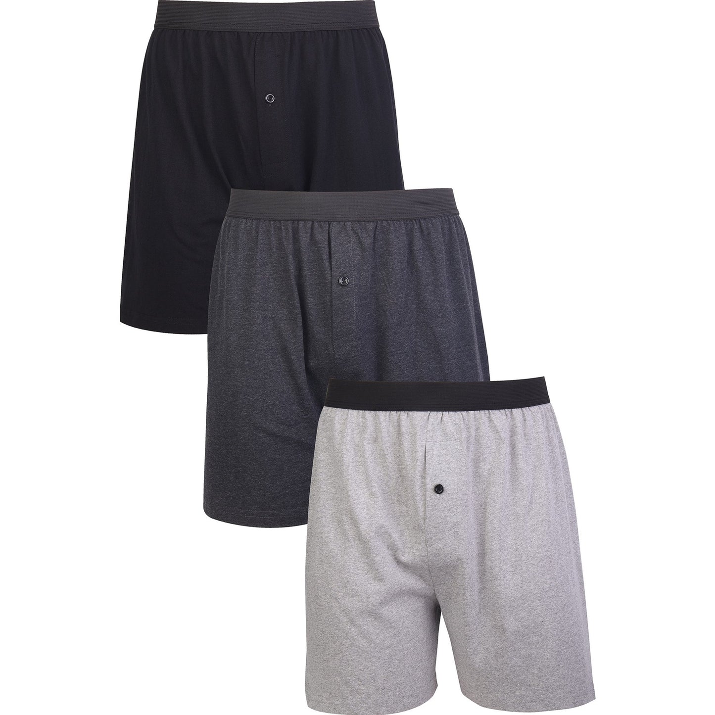 PLUS SIZE MEN'S 3 PACK COTTON KNIT BASIC BOXERS (2XL/3XL)