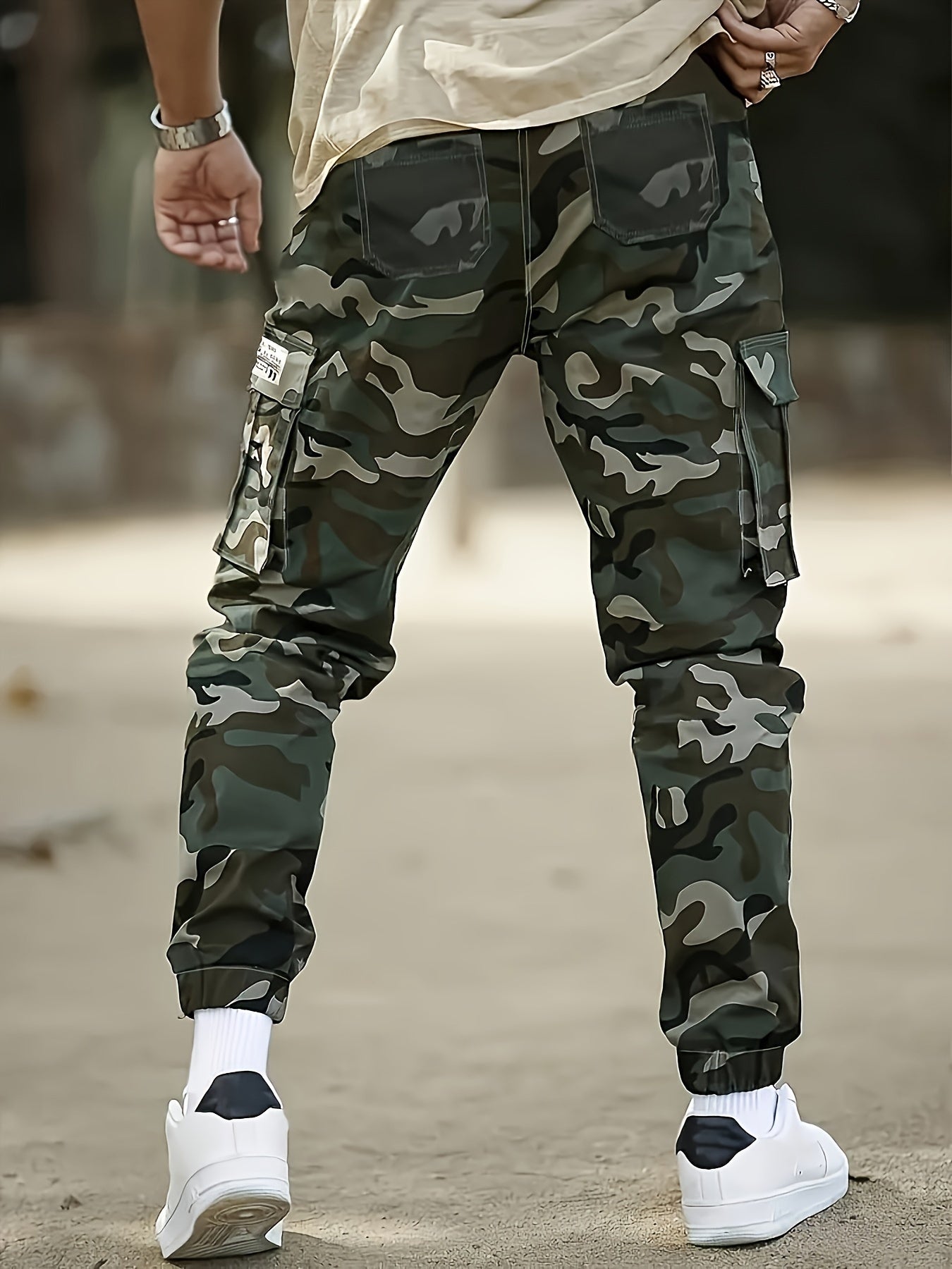 Men's Casual Pants In Spring And Autumn, Multi Pocket Straight Leg Pants, Cotton Pants, Camouflage Style Men's Pants, Outdoor Sports And Leisure