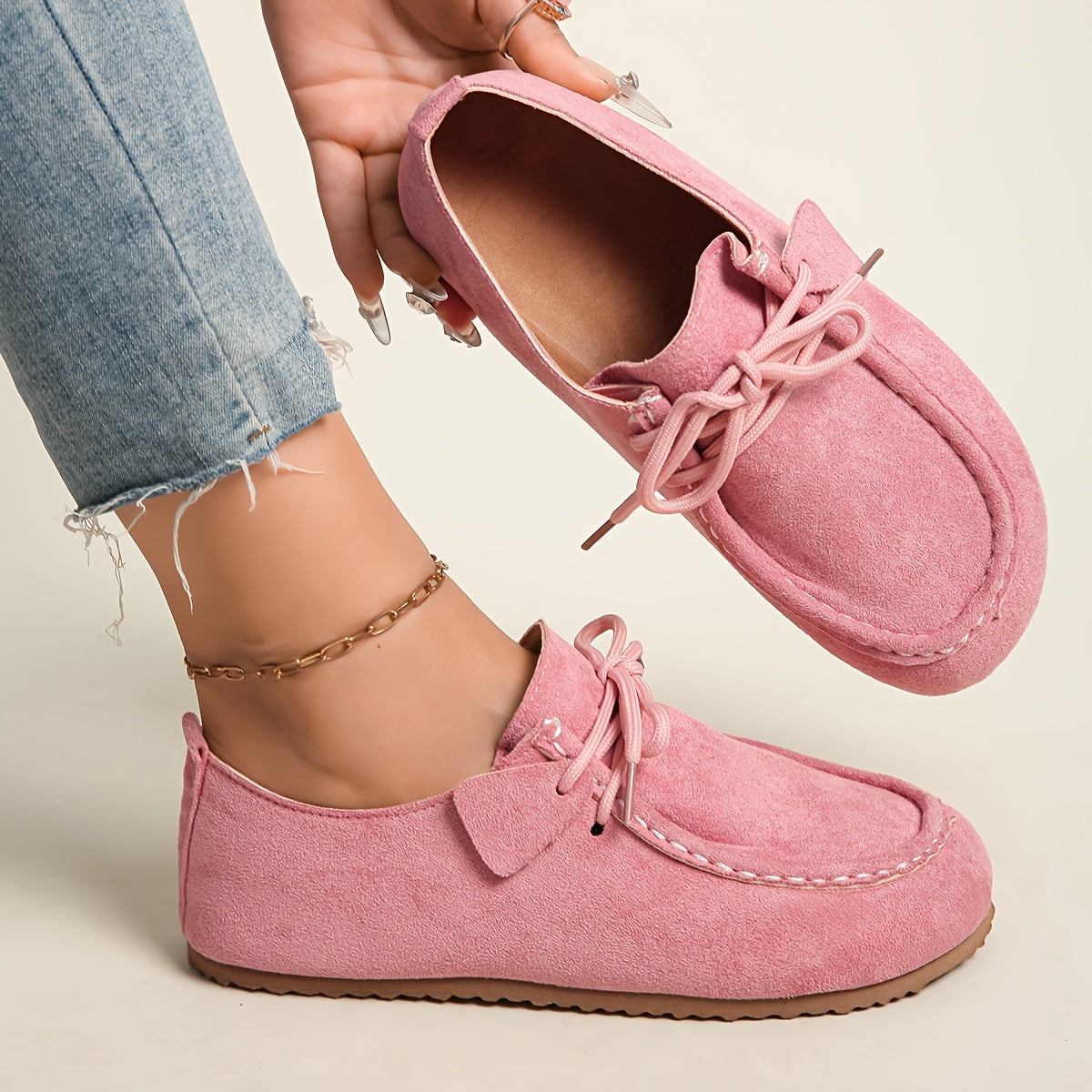 [Lace-Up Casual Shoes] Retro Lace-Up Casual Shoes for Women With Soft Soles, Comfortable for Daily Commuting, Versatile Spring And Autumn Single Shoes, Easy to Wear Without Tiring Feet, Women Shoes