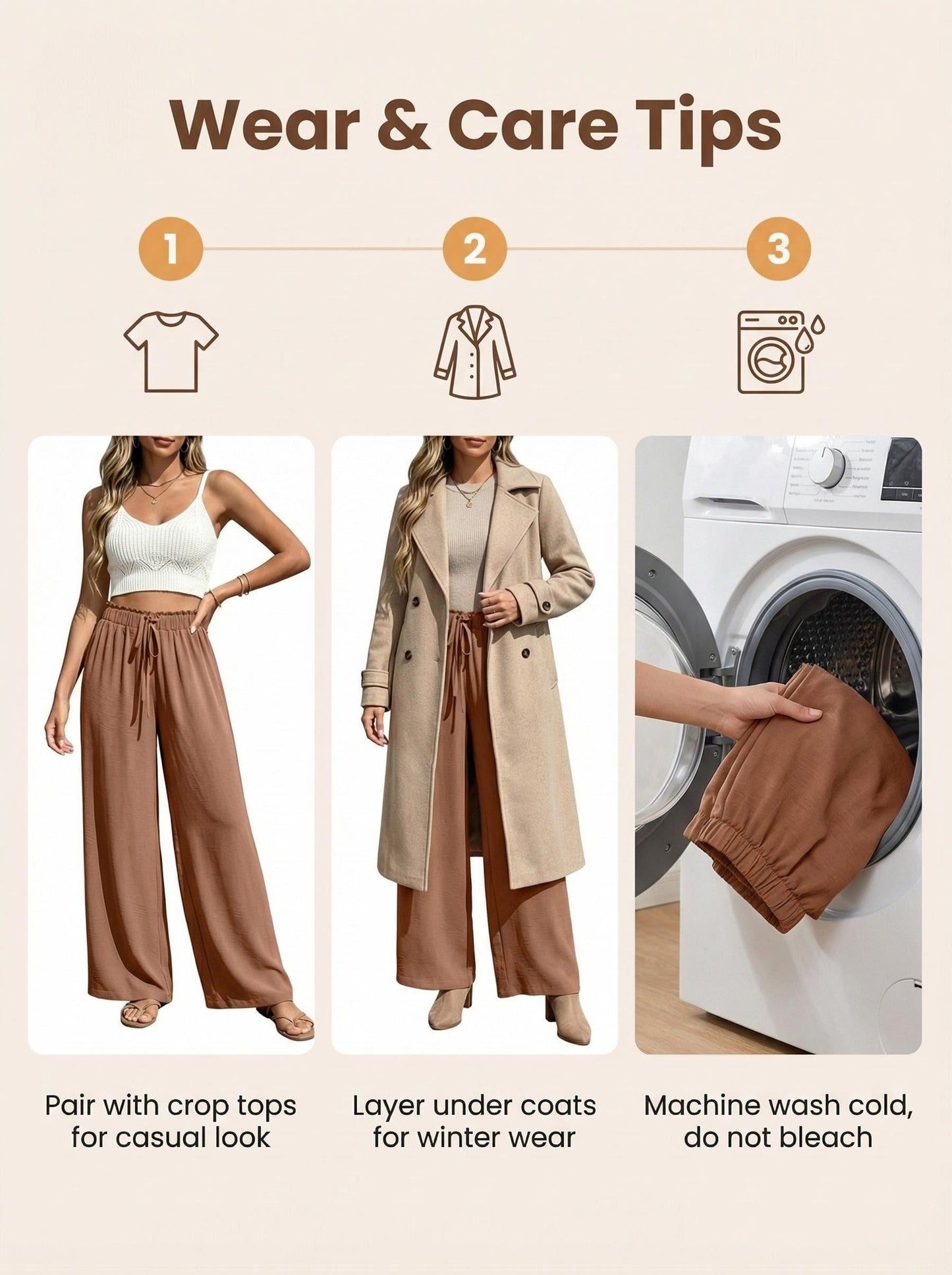 FOEIERAA 3pcs Loose Casual Women'S Fashionable Trousers with Artificial Drawstrings for Easy Going Out. Casual Trousers, Elastic Waist, Comfortable to Wear All Seasons