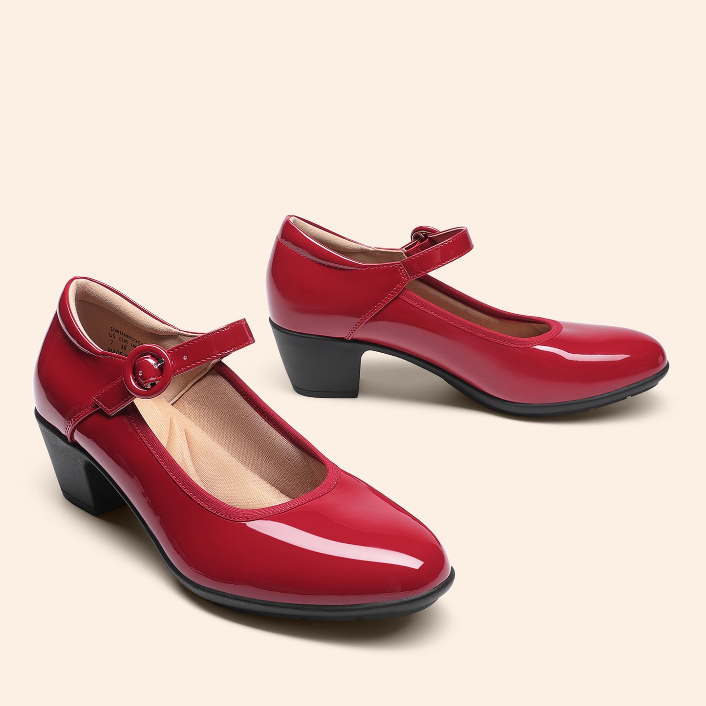 Women's Pumps Low Chunky Mary Jane Heels Closed Toe Comfortable Work Dress Shoes