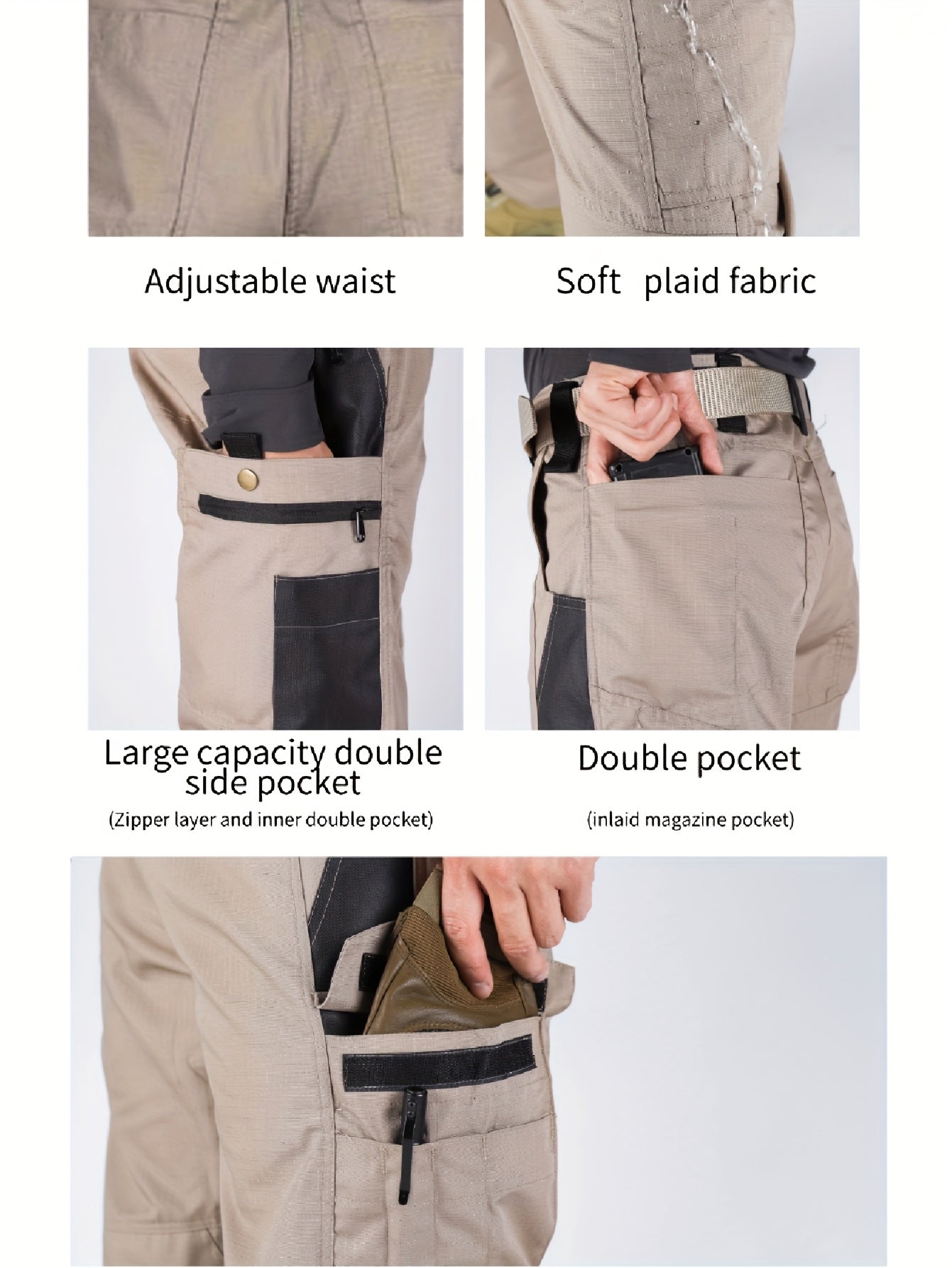 2pcs Set, Men'S Outdoor Cargo Pants, Multi-Functional Pockets, Lightweight, Ripstop, Durable Work Pants, for Camping Hiking Fishing, Suitable for Spring Summer And Autumn Seasons