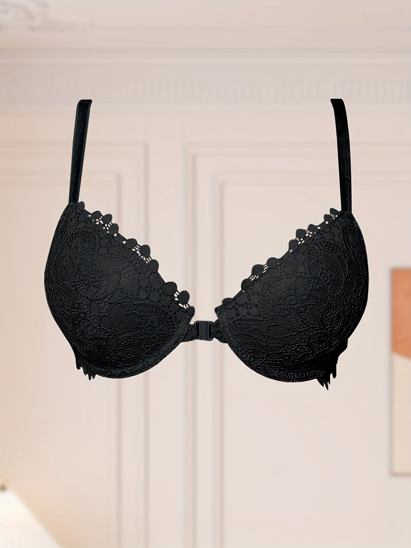 Sexy Lace Front-closure Bra For Women, Featuring Thin Cups, Comfortable And Breathable Design, And Soft, Skin-friendly Fabric. Easy To Put On And Take Off, Stylish And Fashionable. Suitable For Everyday Wear And Commuting.
