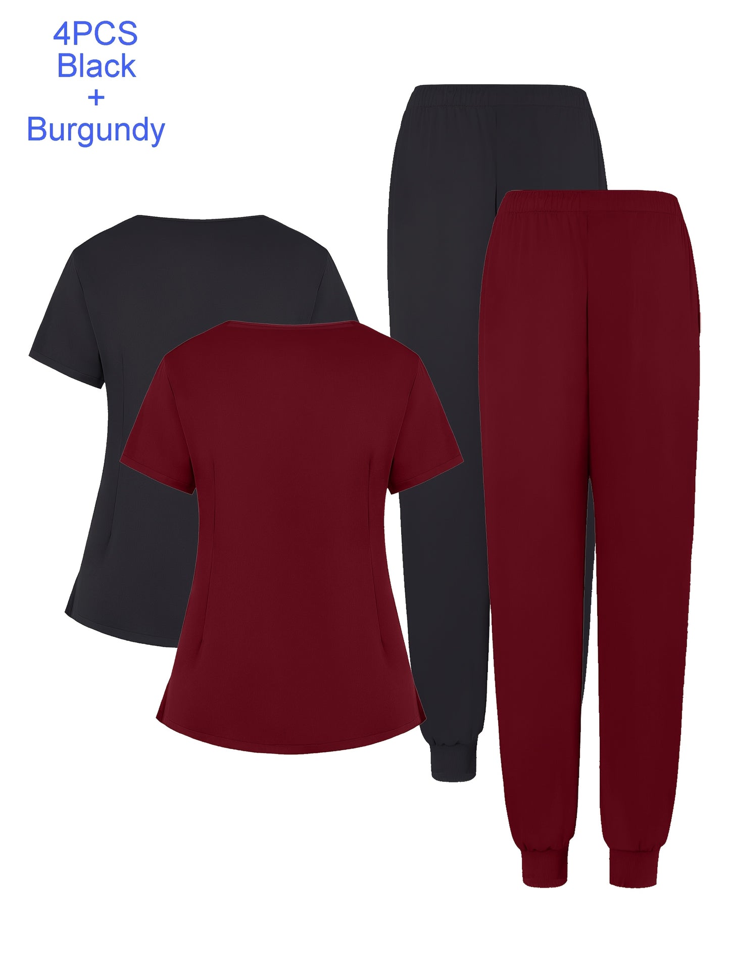 4pcs Set Of Multi-color Women's Round Neck Zipper Matte Breathable Sports Uniform Pocket Hand Washing Work Clothes Brush Hand Clothes Tying Feet Pants Set