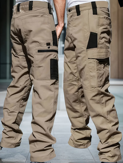 2pcs Men'S Tactical Work Pants with Spacious Multi-Pocket Design & Durable Ripstop Fabric, Outdoor Pants for Camping, Climbing, Fishing, Hunting, Straight-Leg Fit with Belt Loops, Rugged Style, All-Season Pants