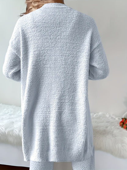 Women's Cozy Loungewear Set - V-Neck, Long Pants, Casual Style, Fall/Winter Collection