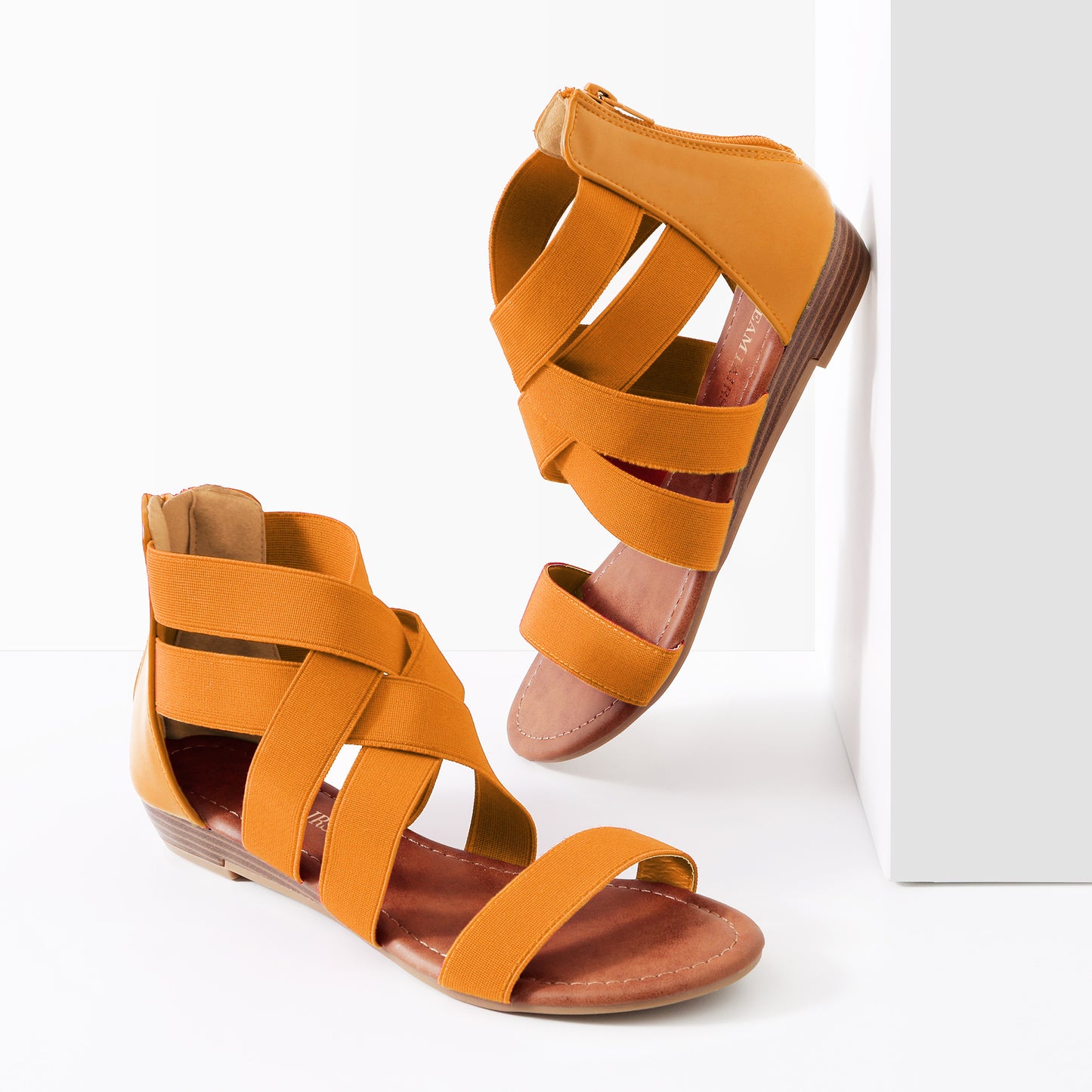 Womens Sandals, Simple Design, Women's Elastic Ankle Strap Low Wedges Sandals, Easy Slip-On, Suitable for Summer Vacation, Dating, Parties, Walking, Comfotrable