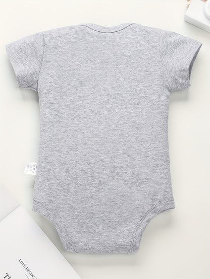 Baby Letter Print Cotton Bodysuit - Soft Crew Neck Onesie