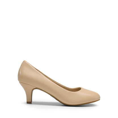 Women's Bridal Wedding Party Low Heel Pump Shoes comfortable, Round Toe, Slip On, easy slip on style, close toe, low heel fasion shoes - Latex padded insole for added comfort