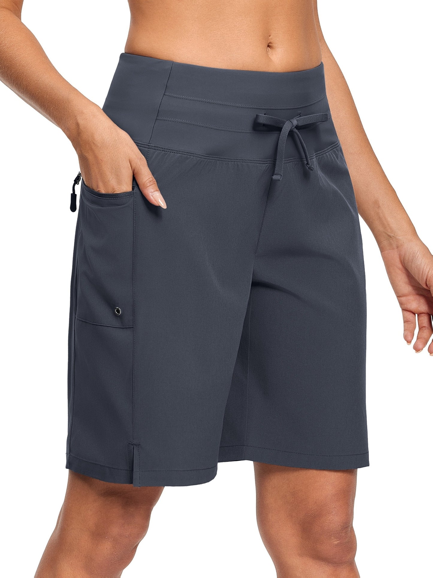 Women's 9" Quick Dry High Waisted Swim Board Shorts with Zipper Pockets 50+ Beach Shorts for Women with Liner