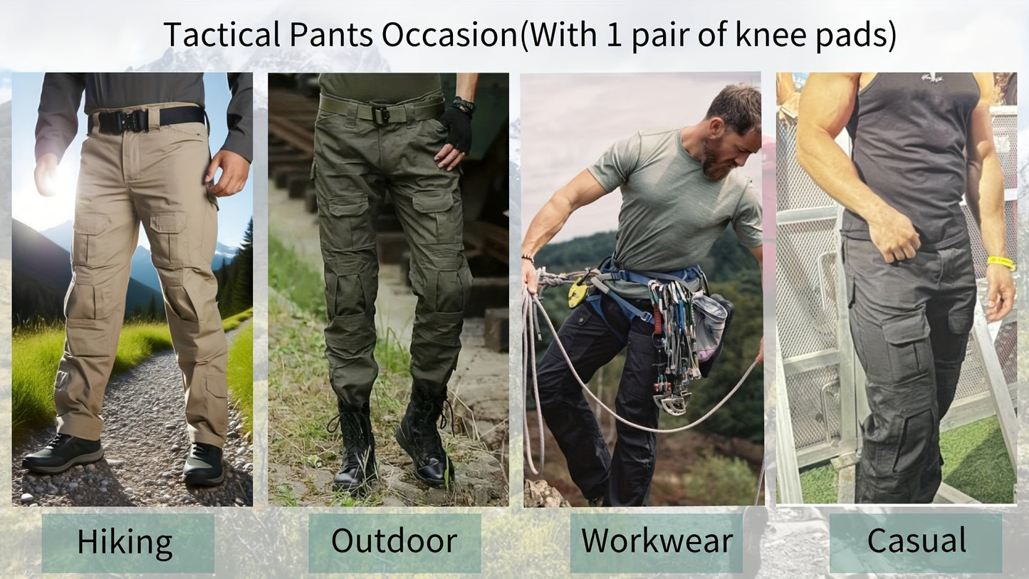 Men'S Tactical Pants with Knee Pads, Outdoor Cargo Work Pants Hunting Pants 10 Pockets (No Belt)