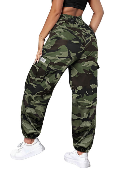 Women'S Lightweight Quick-Dry Camo Cargo Pants - Tapered Leg Elastic Drawstring Waistband Breathable Tactical Pants