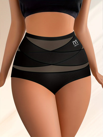 4pcs of high-waist Women's panties designed for postpartum tummy tuck, hip lifting, and shaping. Featuring cross belt splicing, they offer comfort and breathability, making them suitable for home, work, and adjustable high-waisted comfort.