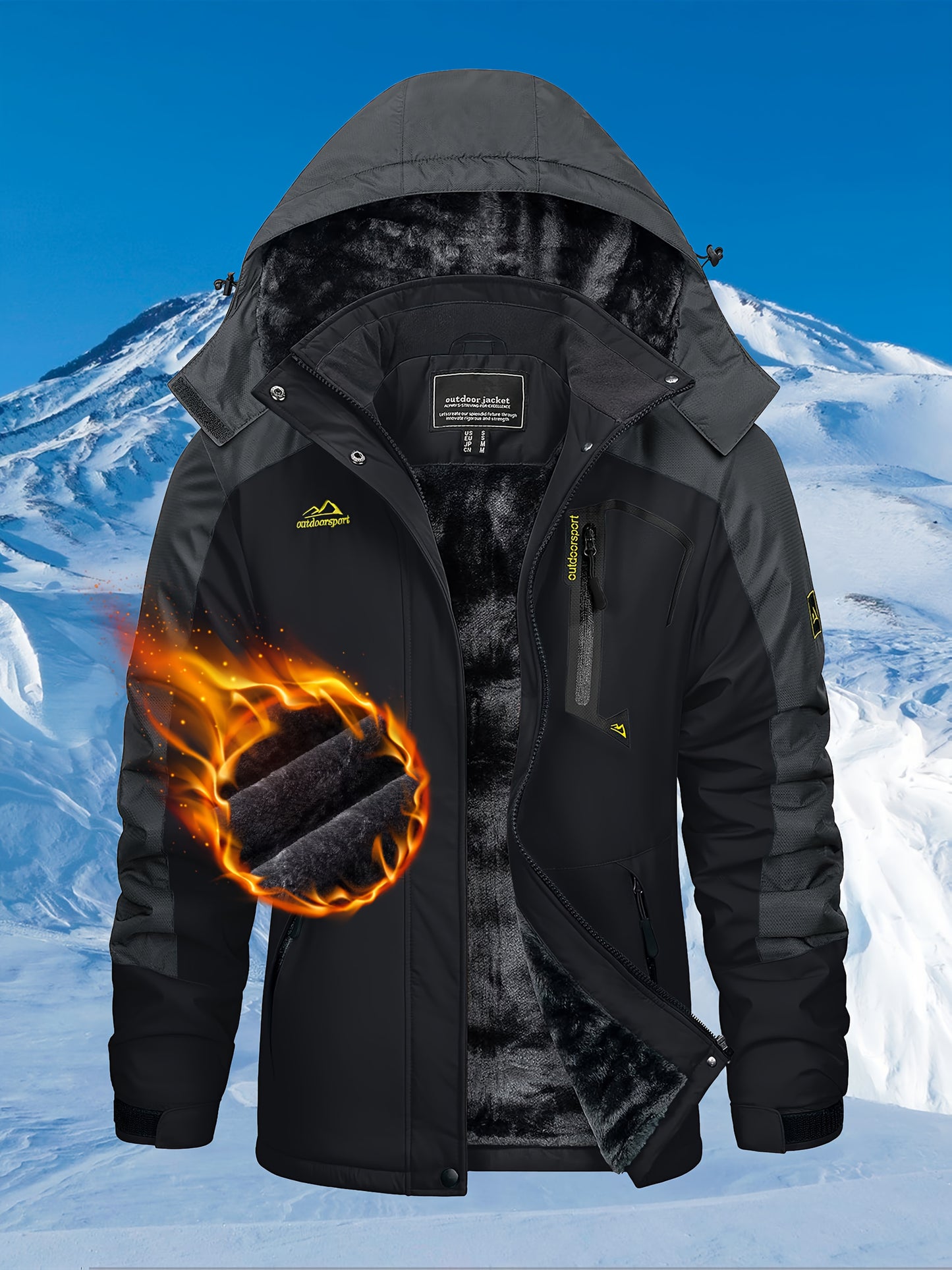 Women'S Warm Ski Jackets Winter Windproof Thermal Fleece Lined Coats Outdoor Detachable Hooded Heavy Weight Thick Jacket Camping Climbing Traveling Snowboard Windbreaker