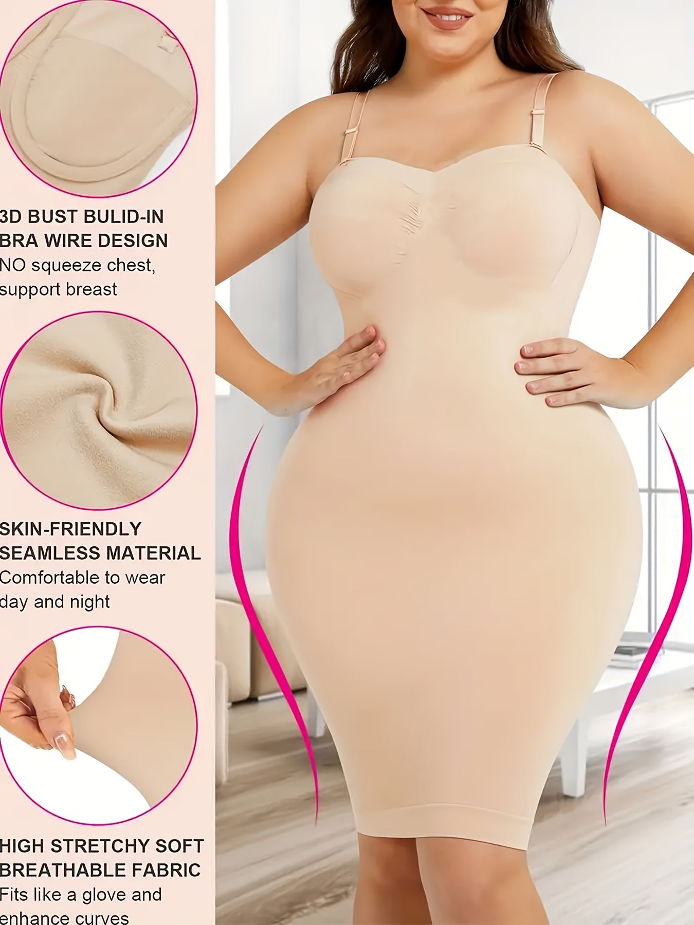 2pcs Women'S Shapewear Petticoat, Removable Shoulder StrapsSeamless Elastic Fabric With Non-slip Strips, Hip Lift, Tummy Tuck And Waist Shape, Women'S Petticoats, Women'S Shapewear Underwear