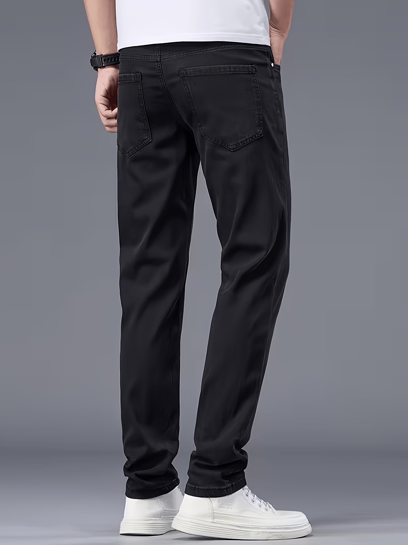 Men'S Regular Cut, Comfortable Stretch Waist Jeans, Classic All-Season Style, Comfortable Stretch Straight Leg Design. Suitable for Casual, Business, And Work Wear, Everyday Casual Attire, And a Must-Have Gift