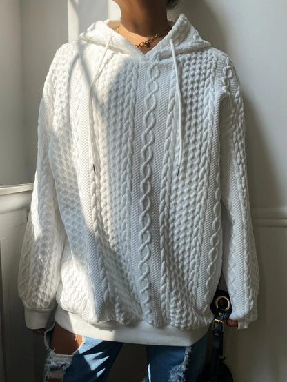 2025 Fall/Winter Hot! American Solid Color Cable Hoodie for Women, Loose Retro Top, Lazy Style, Versatile for Streetwear And Daily Wear