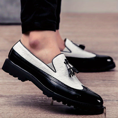 Men' S Fashionable Formal Shoes, British Trend Brogue Shoes, Low-top Pointed Fringe Shoes, Bean Shoes, Size 40-46