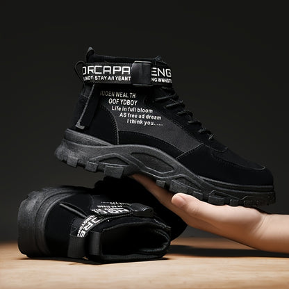 Men's Fashion Boots, Wear Resistant Lace-up Ankle Boots for Outdoor Sports Activities, Autumn Winter