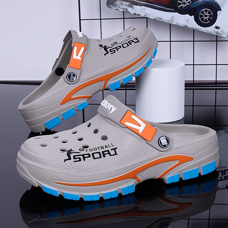 Men'S Breathable EVA Clogs, Available In Black/grey, Non-slip Beach Shoes For Spring And Summer