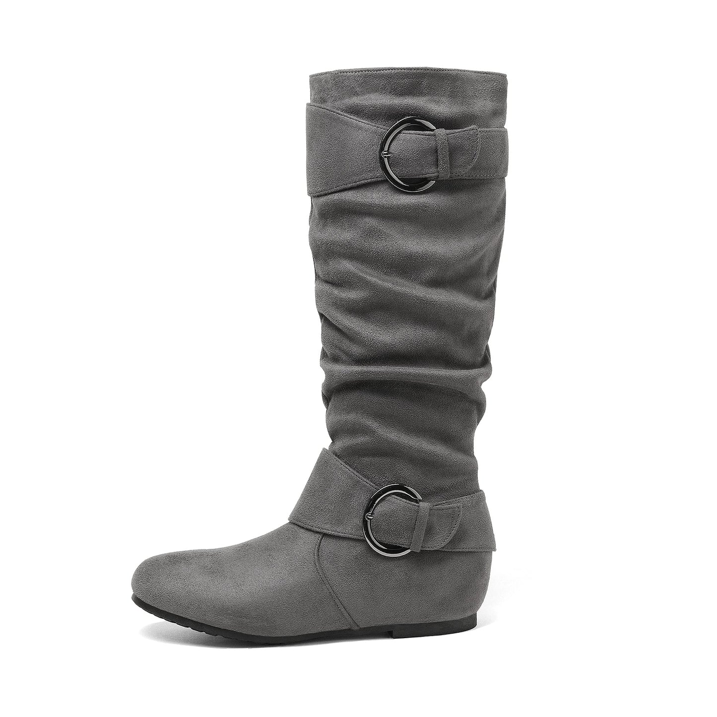 DREAM PAIRS Women's Wide Calf Knee High Boots, Fur-lined Low Hidden Wedge Boots
