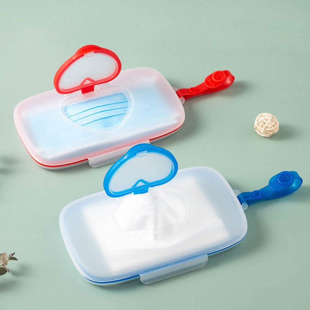 Heart-Lid Portable Baby Wipe Dispenser - Handled Compact Plastic Case