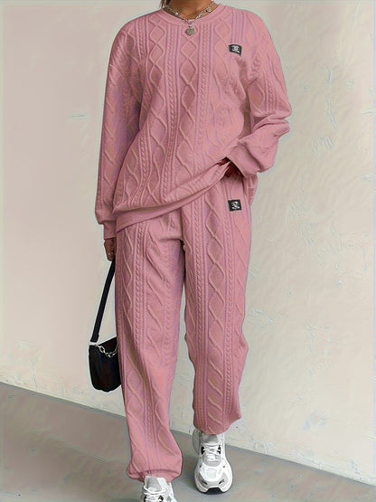 Women'S Casual Sweatshirt And Sweatpants Two-piece Set, Women'S Suit