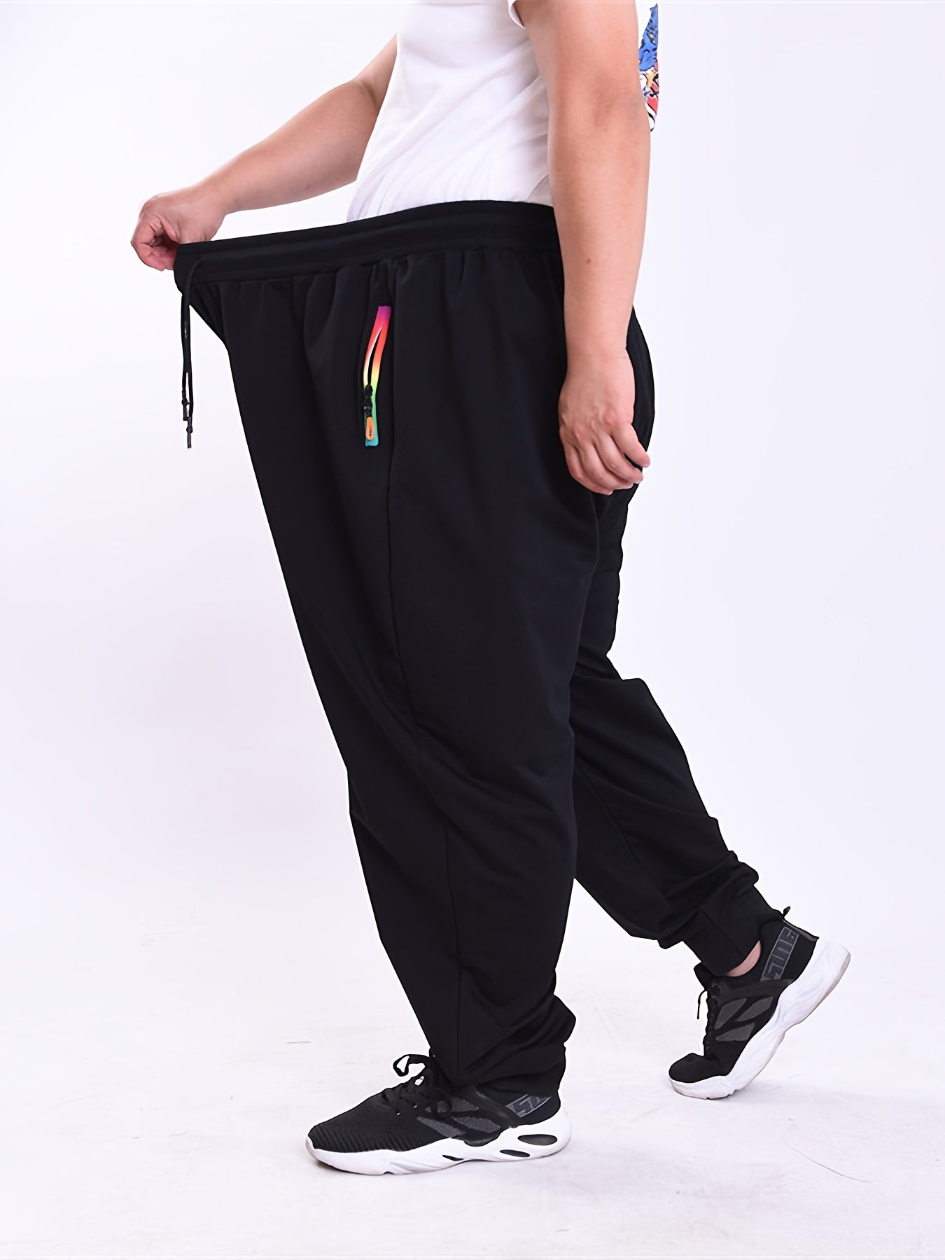 Men'S Plus Size Casual Sports Trousers 2XL-9XL - Loose Fit, High Stretch, Zipper Closure, All-Season Comfort, Weekend Casual Attire, Casual Sports Apparel | Relaxed Fit Trousers | Comfortable Design